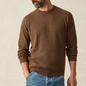 Faherty Jackson Crewneck Sweater - Trail Brown Heather Medium